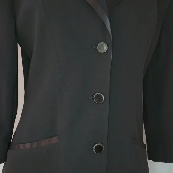 Vintage Jacob 3/4 Sleeve Blazer | Satin Trim Detail | Size 10 - Picture 7 of 10